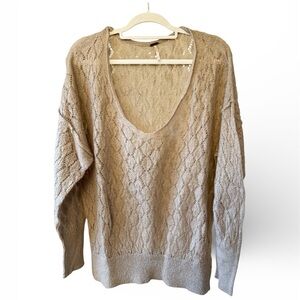 Free People V-Neck Sweater in Tan